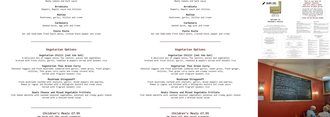 Matthew's Bistro Menu