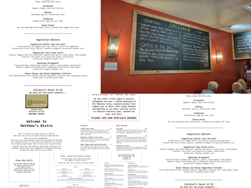 Matthew's Bistro Menu