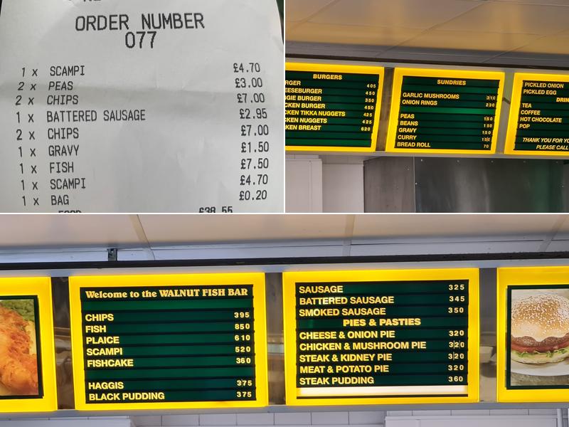 Walnut Fish Bar Menu