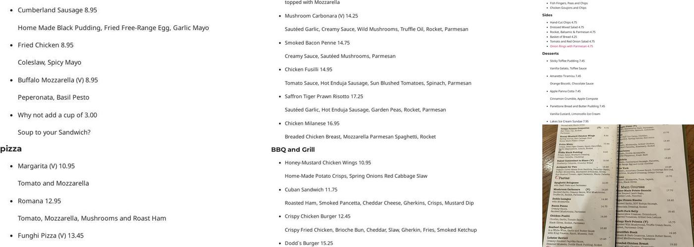 Dodds Restaurant Menu