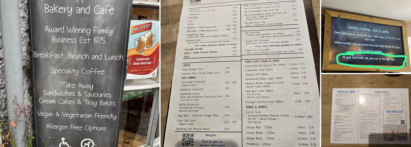 The Apple Pie Cafe and Bakery Menu