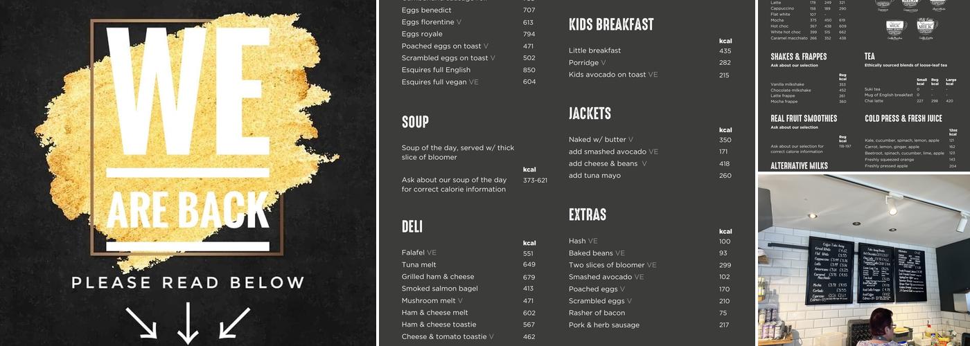 Esquires Coffee Menu
