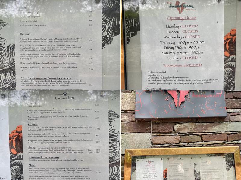 The Jumble Room Menu