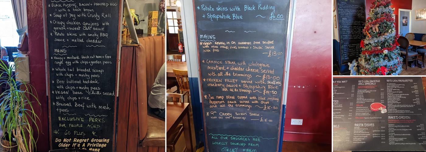 The Red Lion Ellesmere Menu