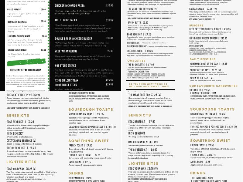 Eighty One Menu
