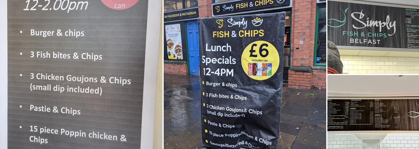Simply Fish & Chips Belfast Menu