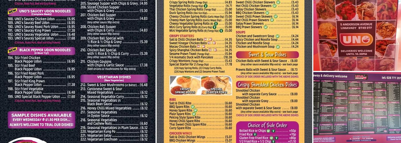Uno (New Uno Limavady) Menu