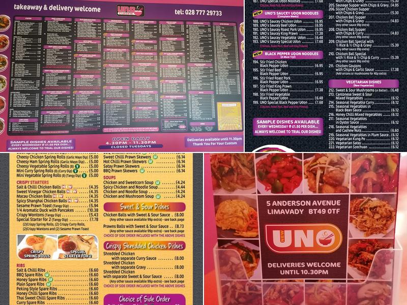 Uno (New Uno Limavady) Menu