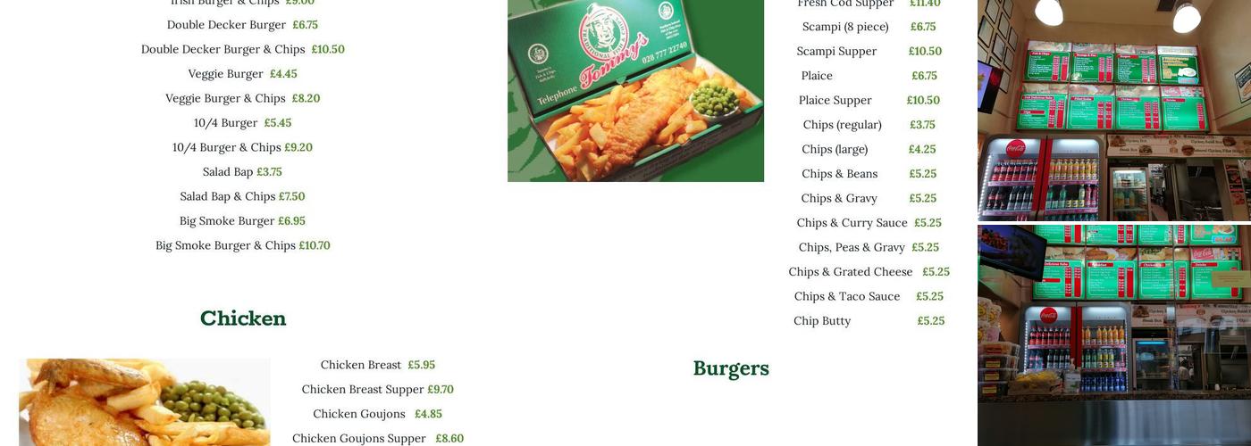 Tommy's Fish and Chips Menu