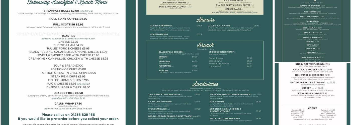 Scarecrow Bar & Grill Menu