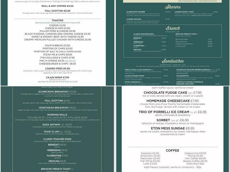 Scarecrow Bar & Grill Menu