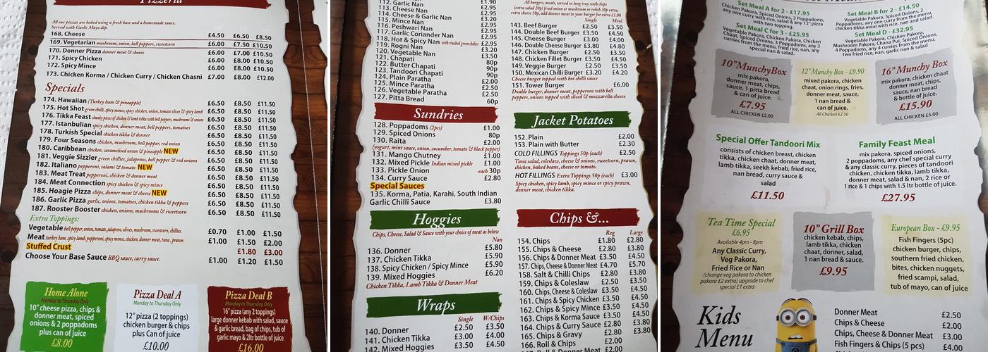 Freddi's Tandoori Menu