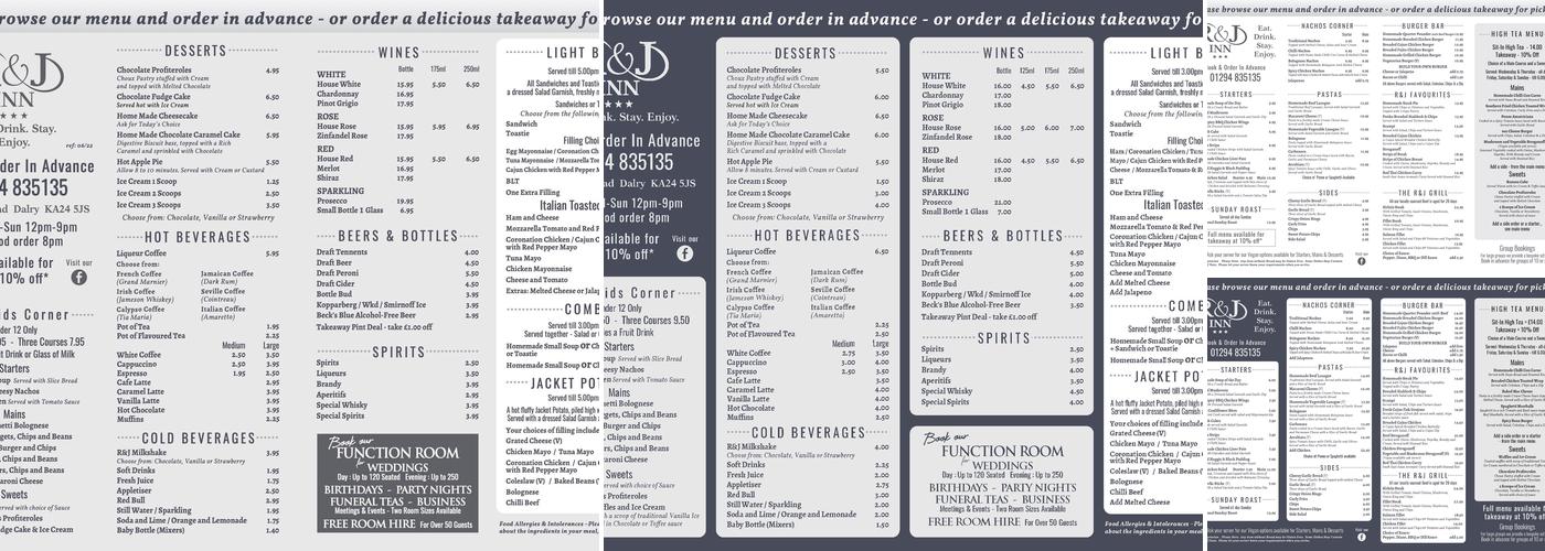 Romeo & Juliet Inn Menu
