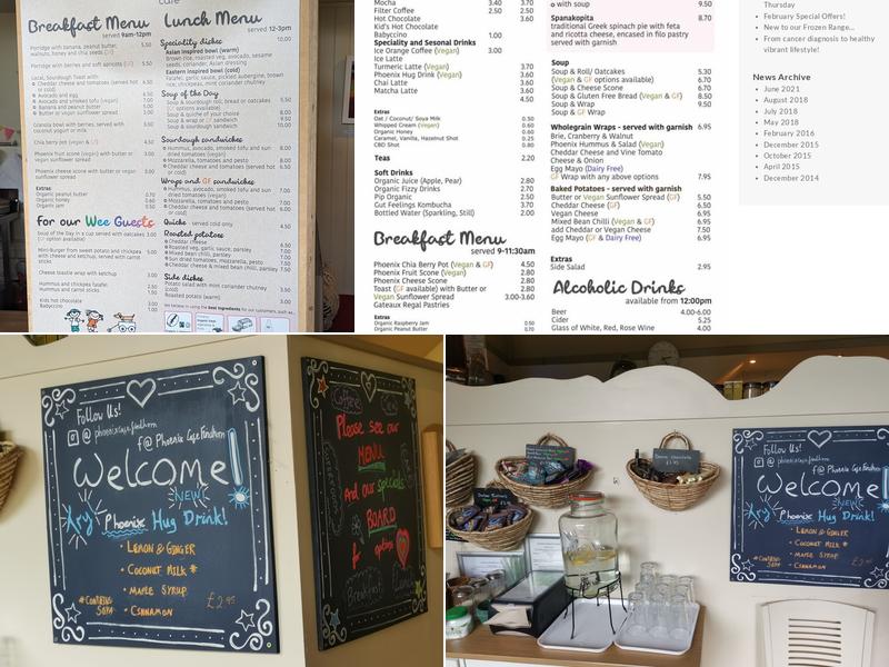 The Phoenix Café Bar, Findhorn Menu