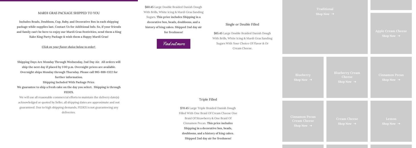 KingKakeKing Menu