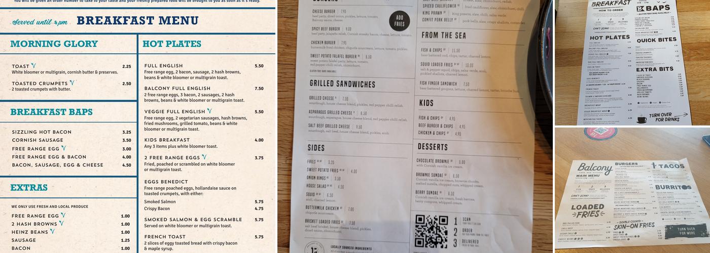 The Balcony Bar & Kitchen Menu