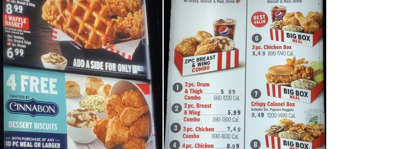 KFC Menu