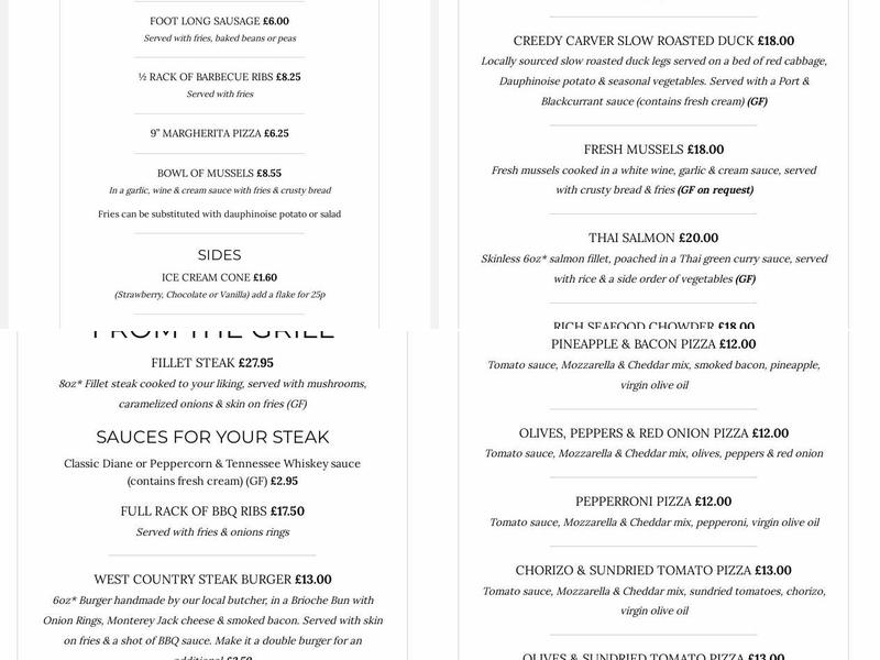 Hobb's Bistro Menu