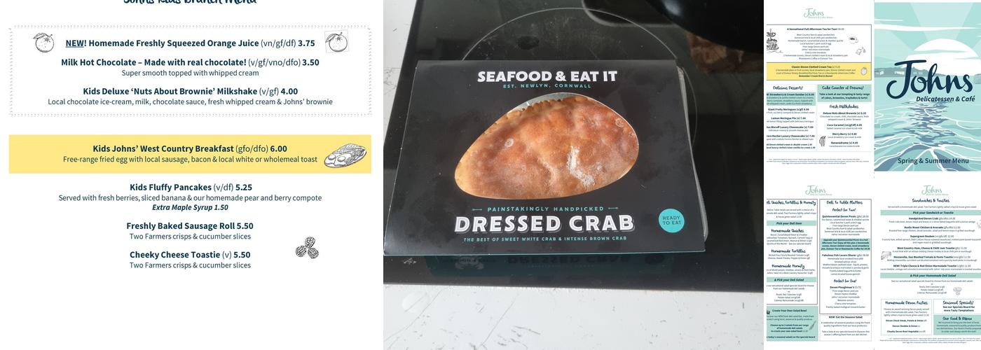 Johns of Instow Menu