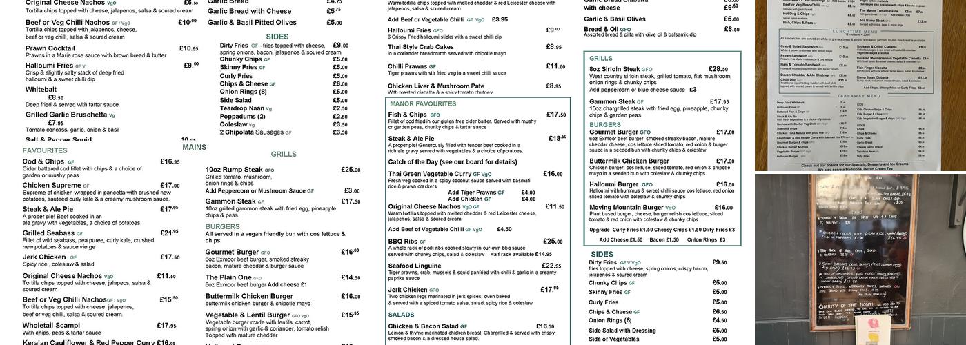 The Manor House Inn Menu