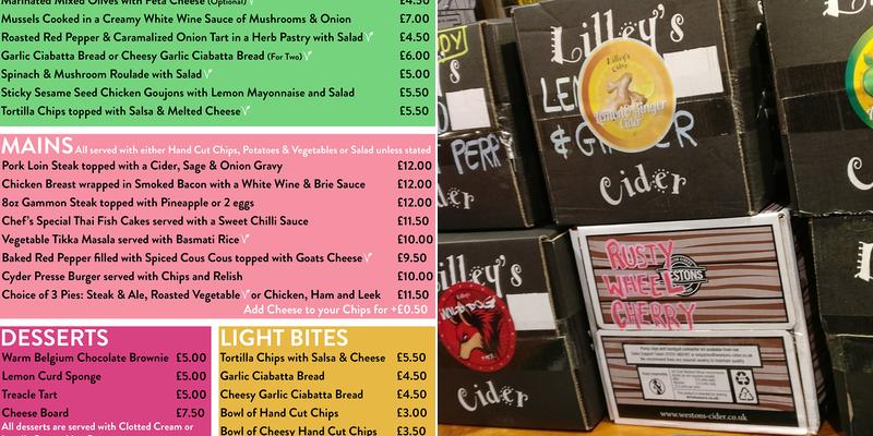 The Cyder Presse Menu