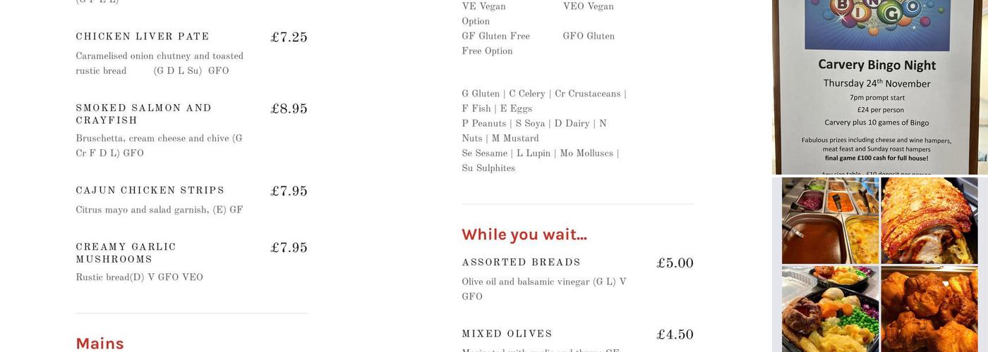 The Hunters Inn Menu