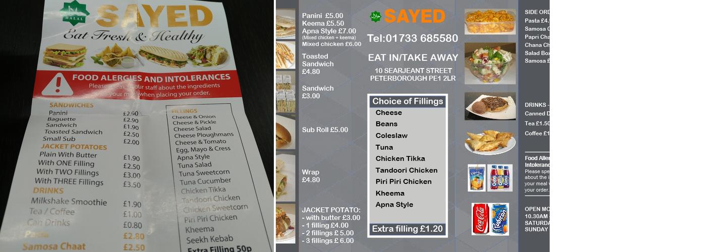 Sayed Eat Fresh & Healthy Menu