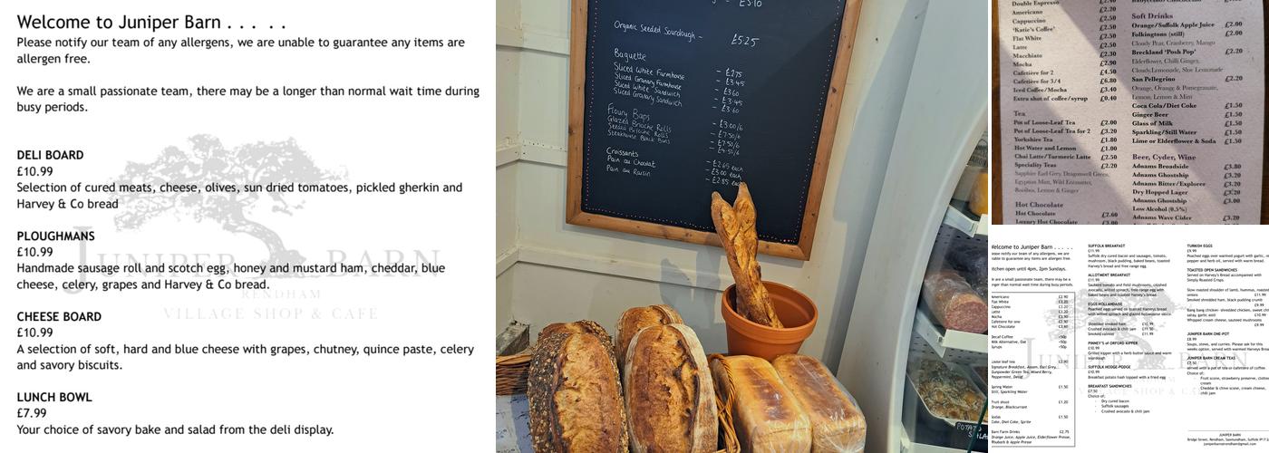Juniper Barn Menu