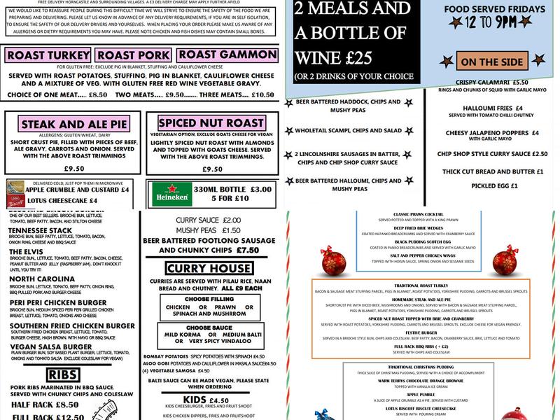 The West Ashby Arms Menu