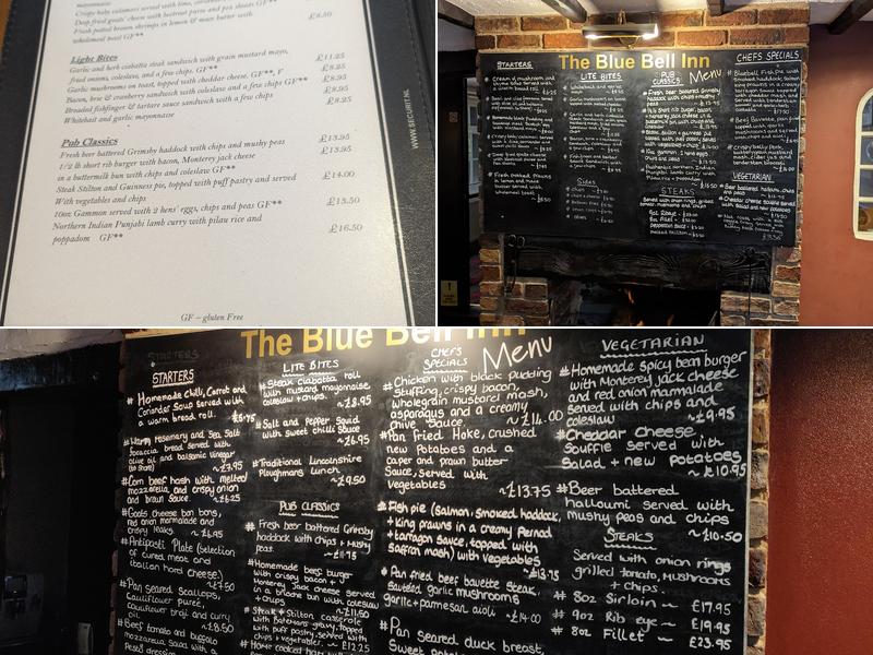 The Blue Bell Inn Menu