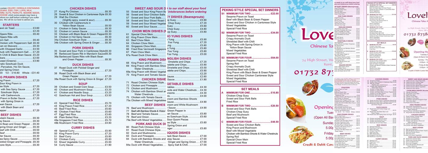 Lovely Chinese Menu