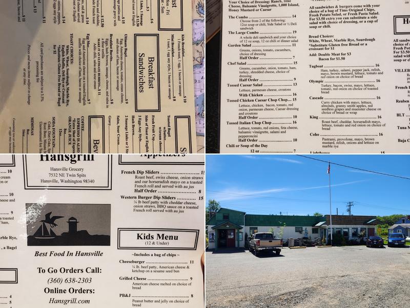 Hansgrill Hansville Grocery and Provisions Co. Menu