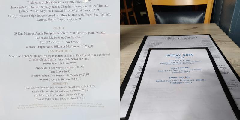 The Montgomery Pub Menu