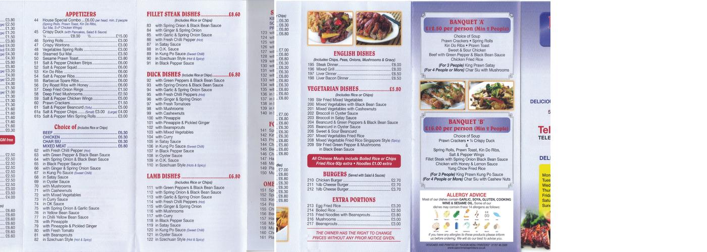 Fortune Cuisine Menu