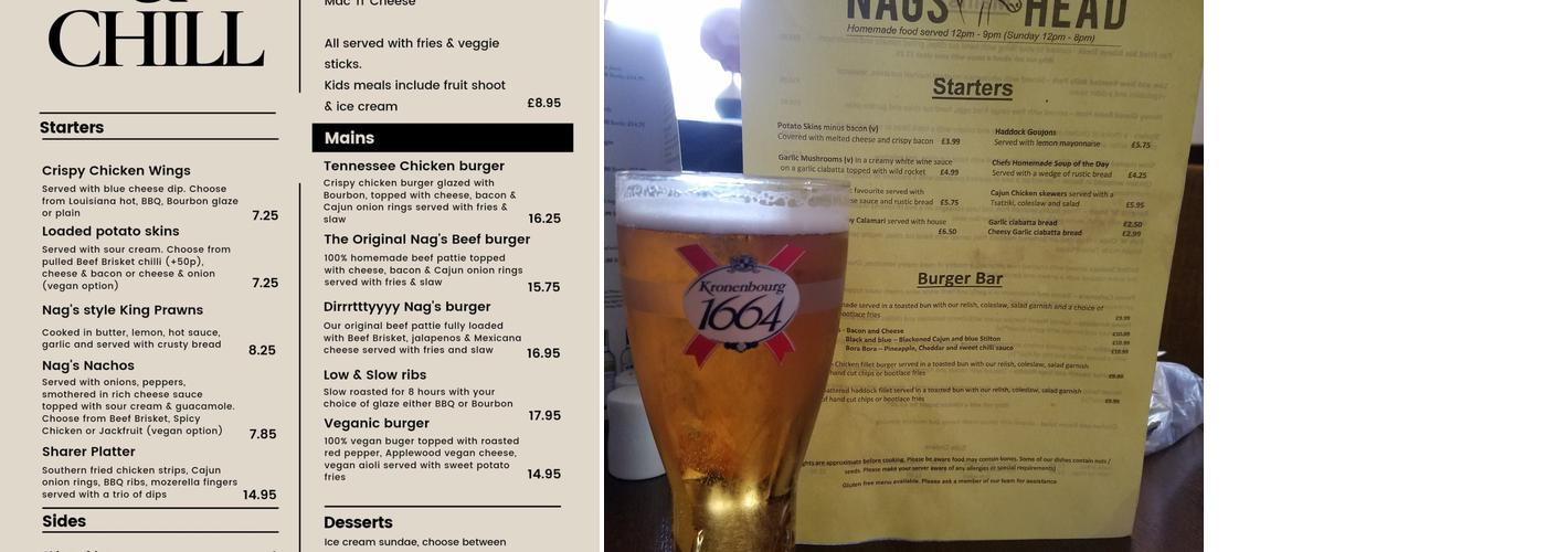 The Nags Head Menu