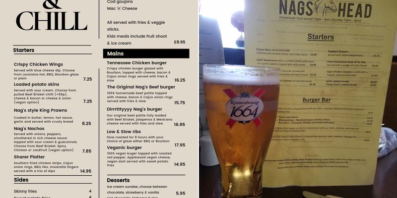 The Nags Head Menu
