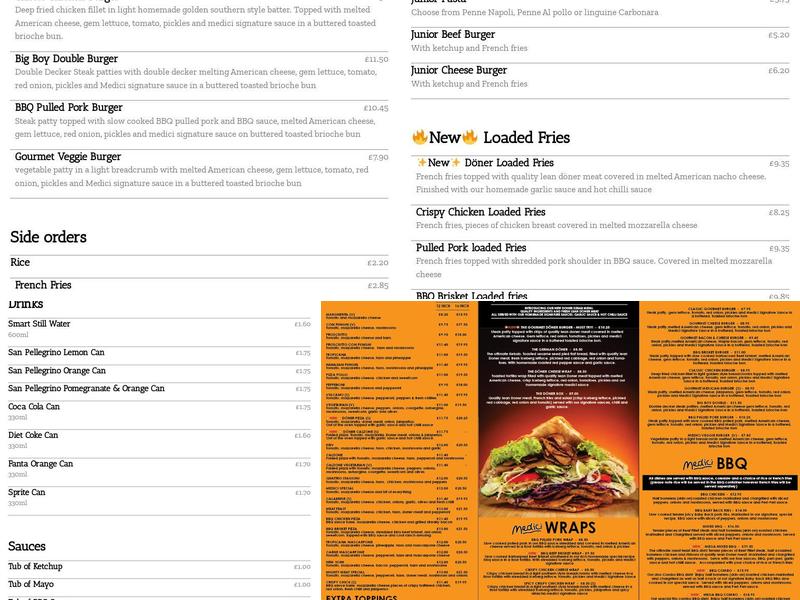 Medici Take Away Menu