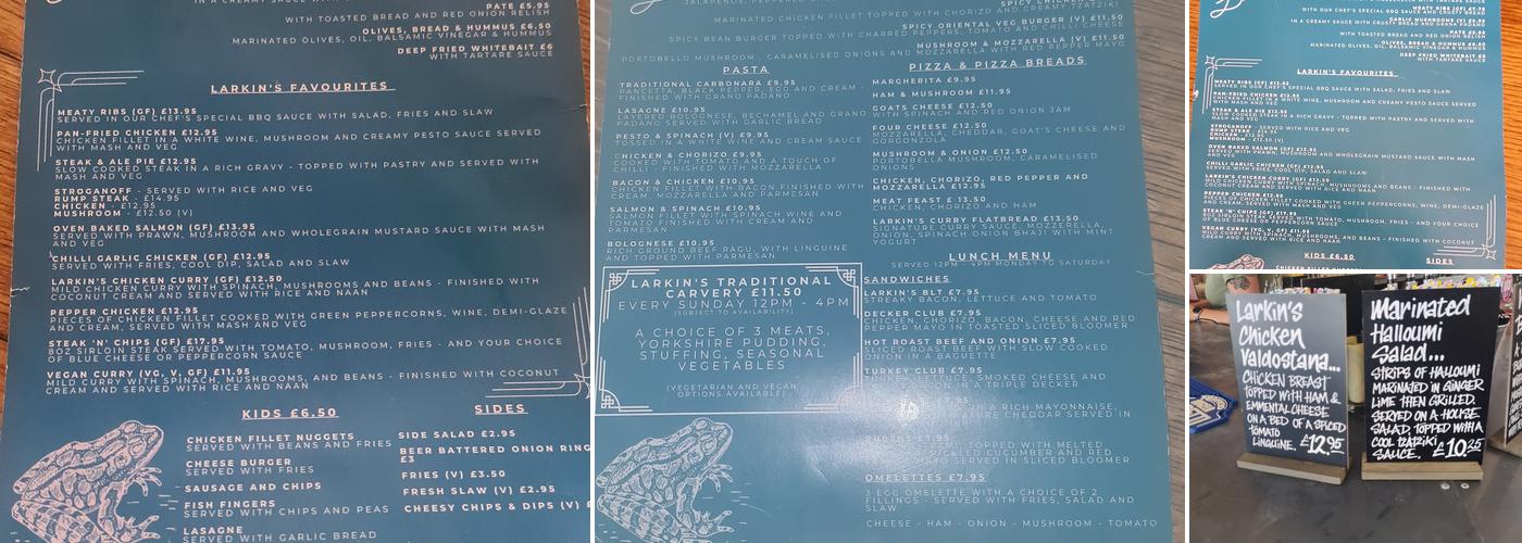 Larkin's Bar Menu