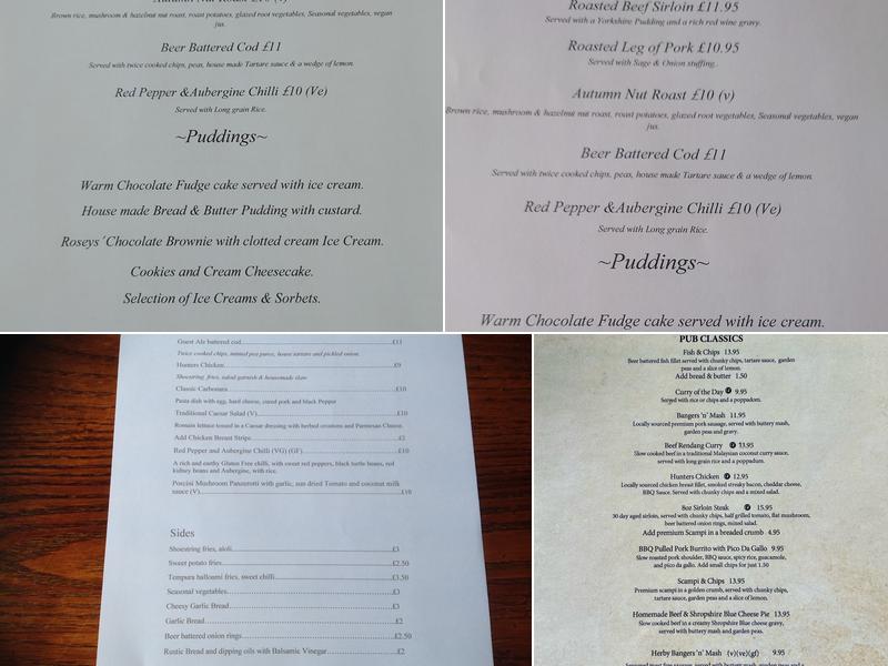 THE FINGERPOST PELSALL Menu