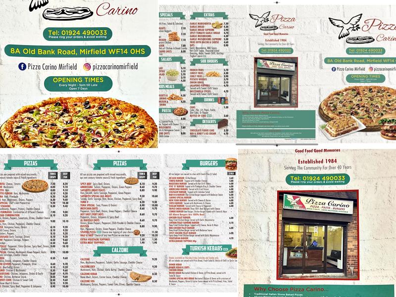 Pizza Carino Menu