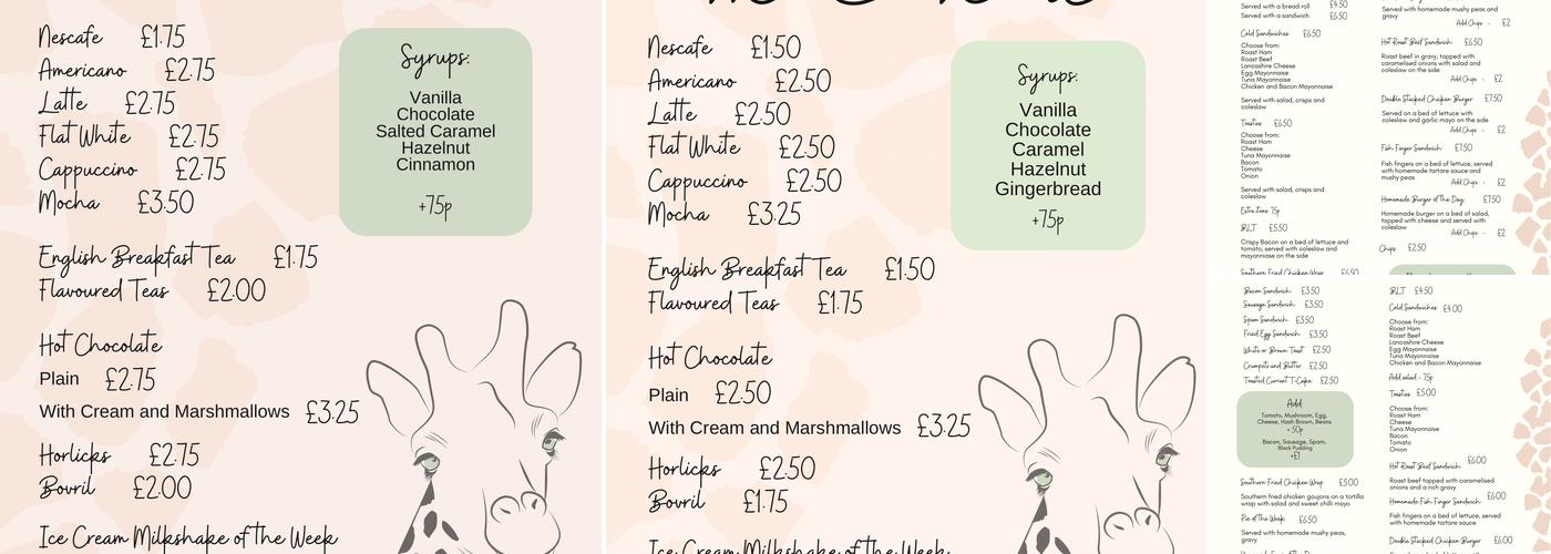 The Fat Giraffe Menu
