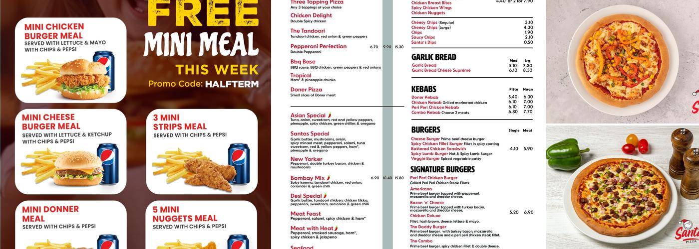 Santa's Pizza Padiham Menu