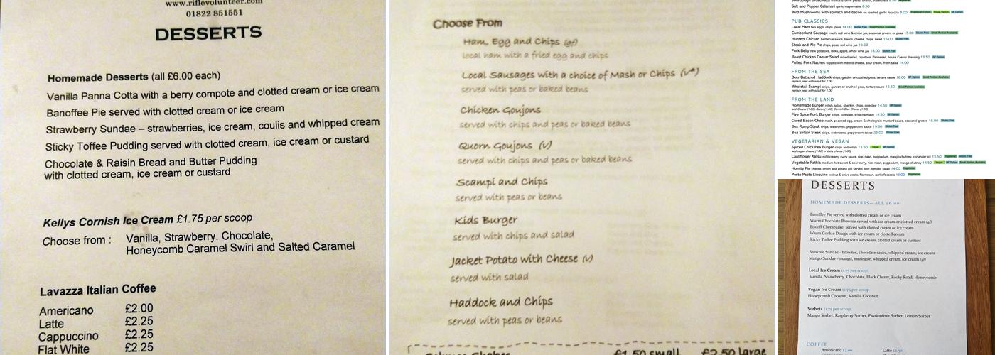 Rifle Volunteer Menu