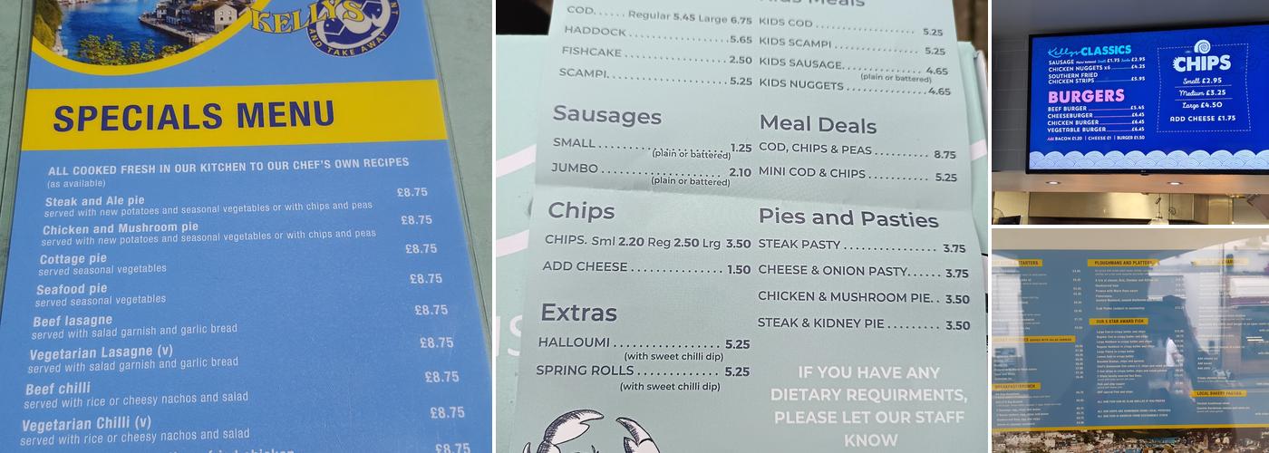 Kellys of Looe Menu