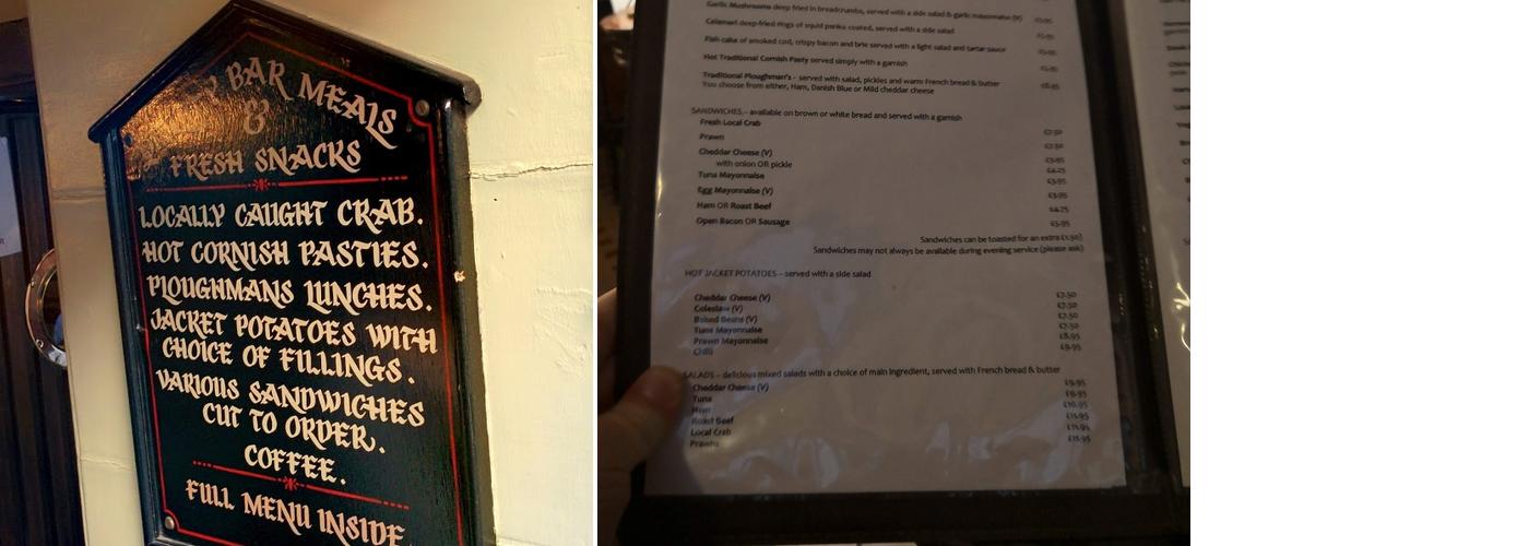 Ye Olde Salutation Inn Menu