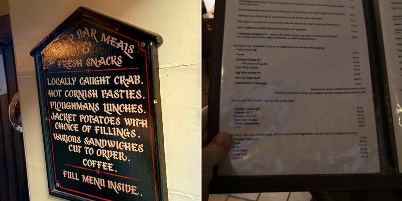 Ye Olde Salutation Inn Menu