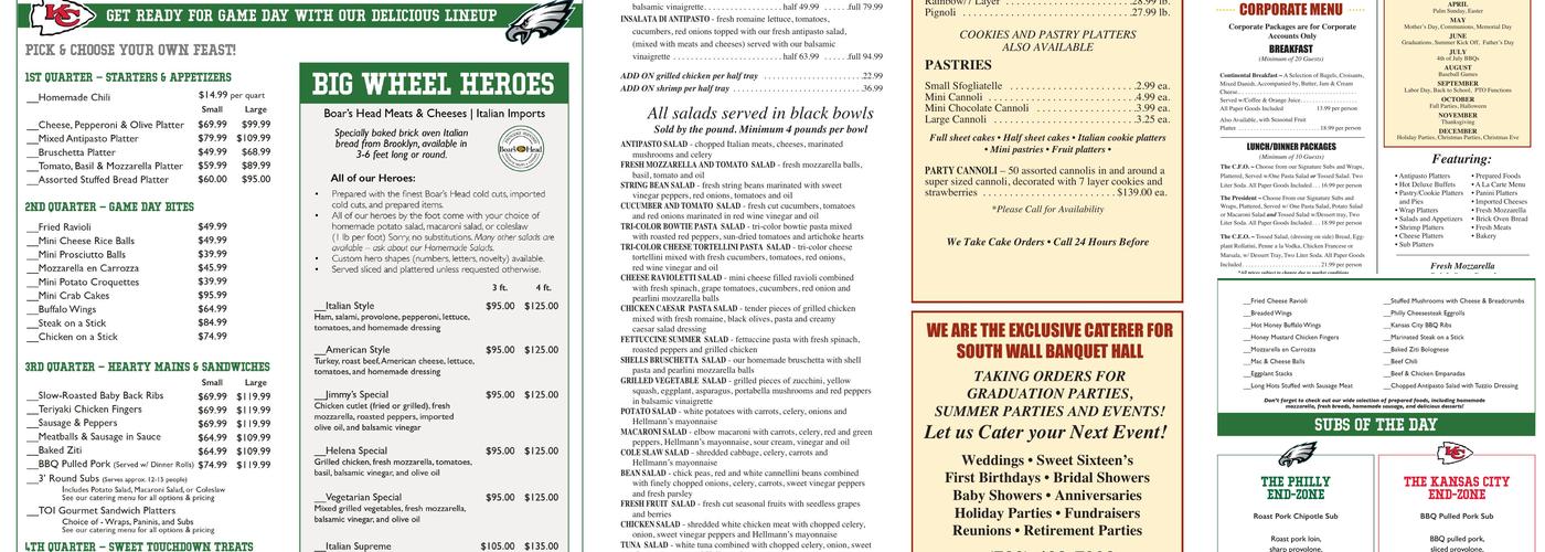 Jimmy Pecci's Taste Of Italy Menu