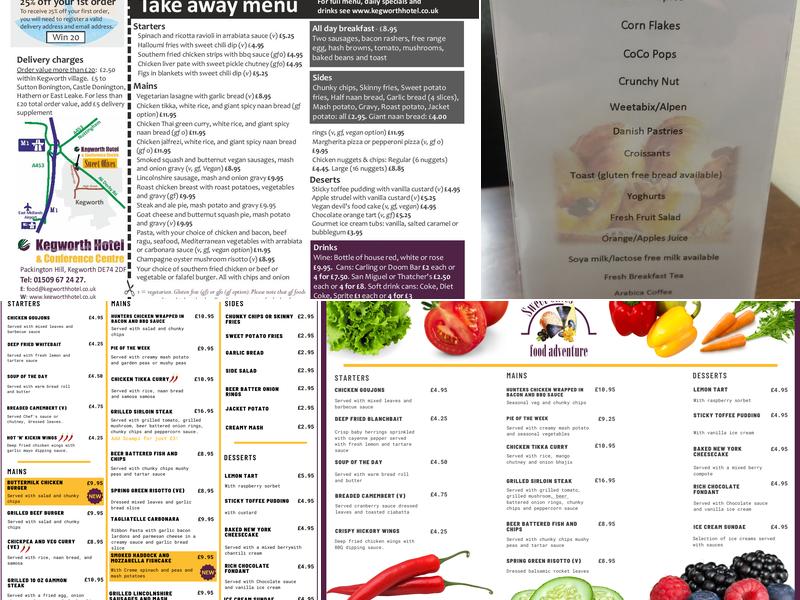 Kegworth Hotel & Conference Centre Menu