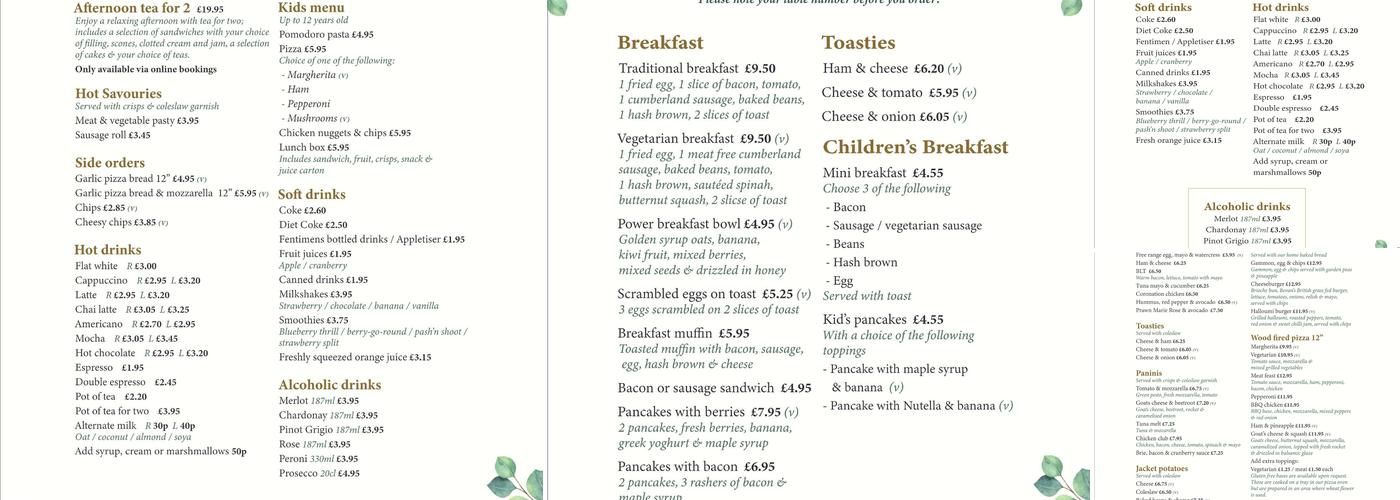 Longacres Garden Centre Bagshot Menu