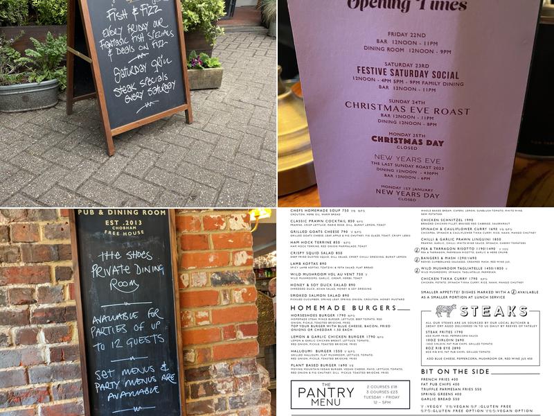 The Four Horseshoes Menu